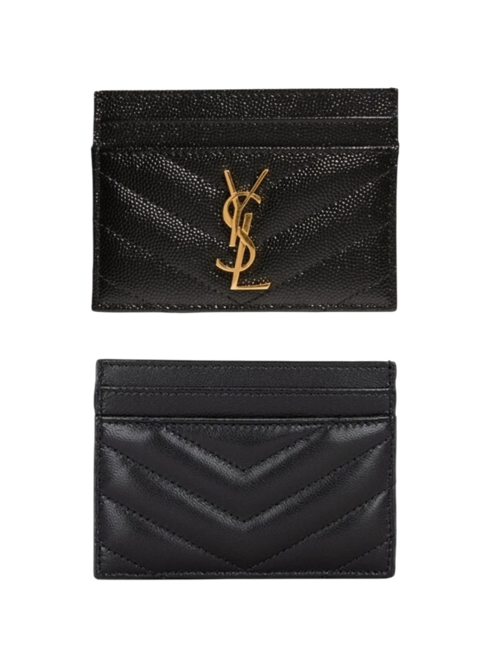 NEW YSL SAINT LAURENT MATELASSÉ CARD CASE IN GRAIN DE POUDRE EMBOSSED LE…